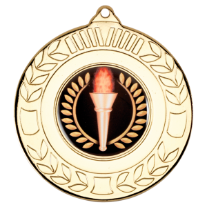 Gold 50mm Round Medal - Wreath design