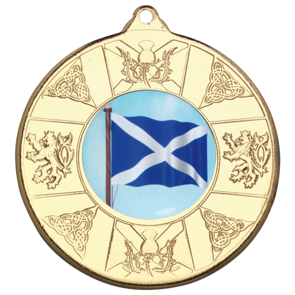 Gold 50mm Round Medal - Scottish Themed