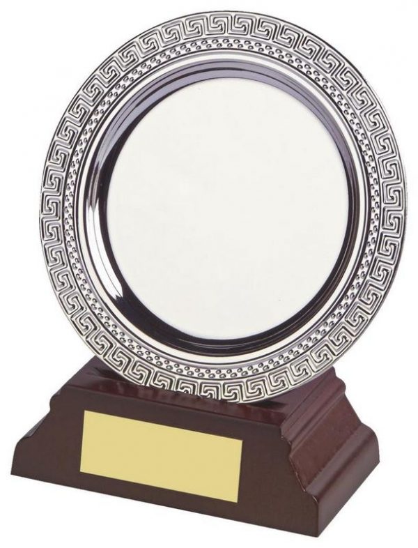 4 Inch Silver Plated Salver c/w Wooden Stand