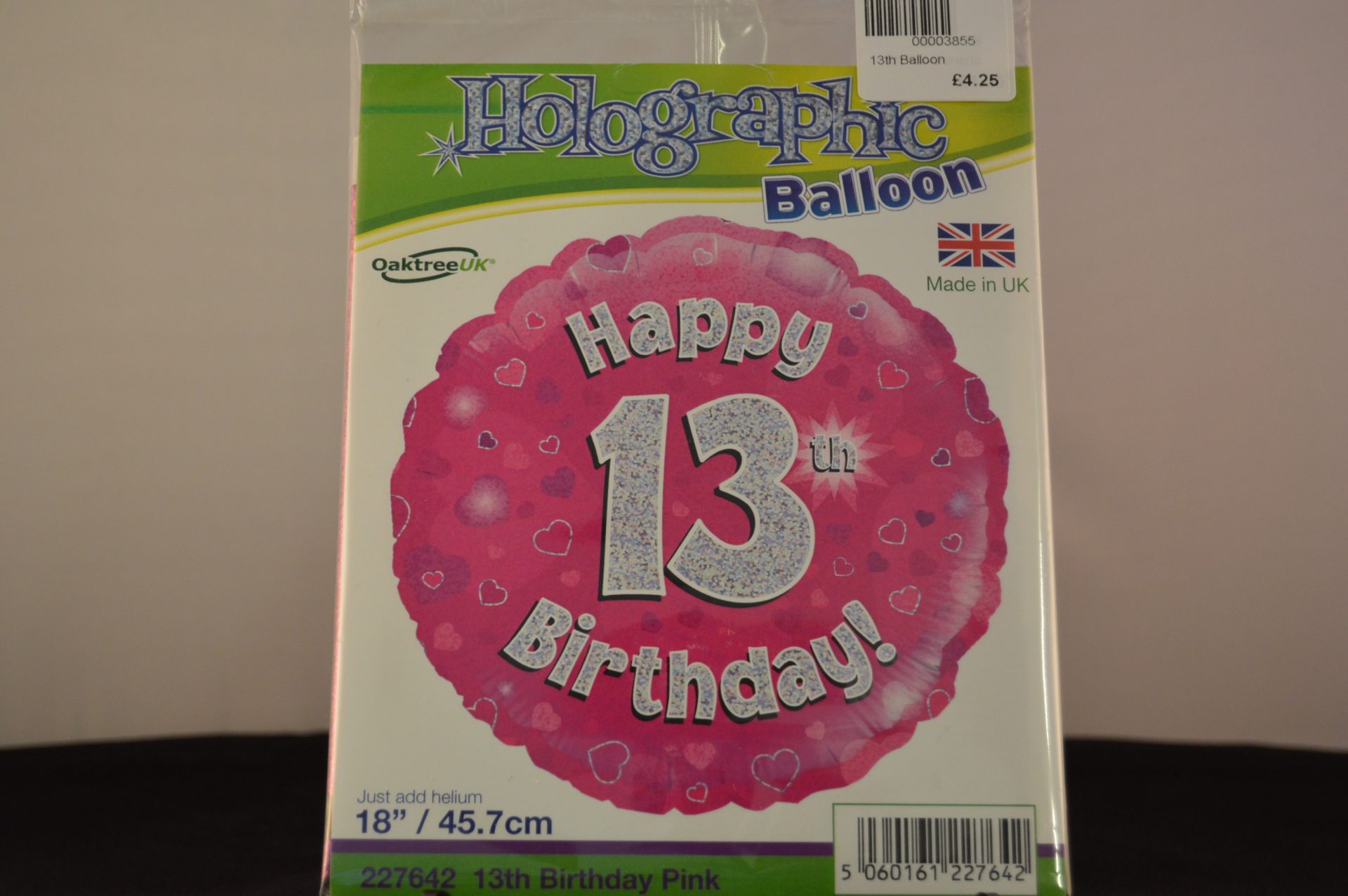 13th Birthday Pink Sparkly Helium Balloon
